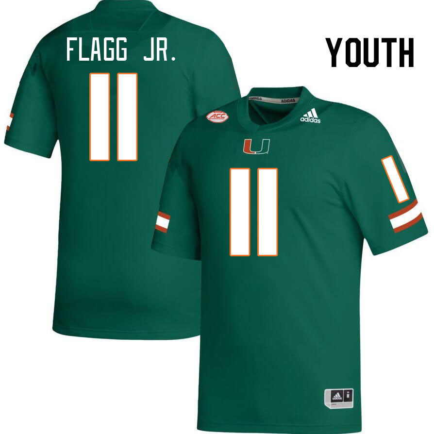 Youth #11 Corey Flagg Jr. Miami Hurricanes College Football Jerseys Stitched-Green - Click Image to Close